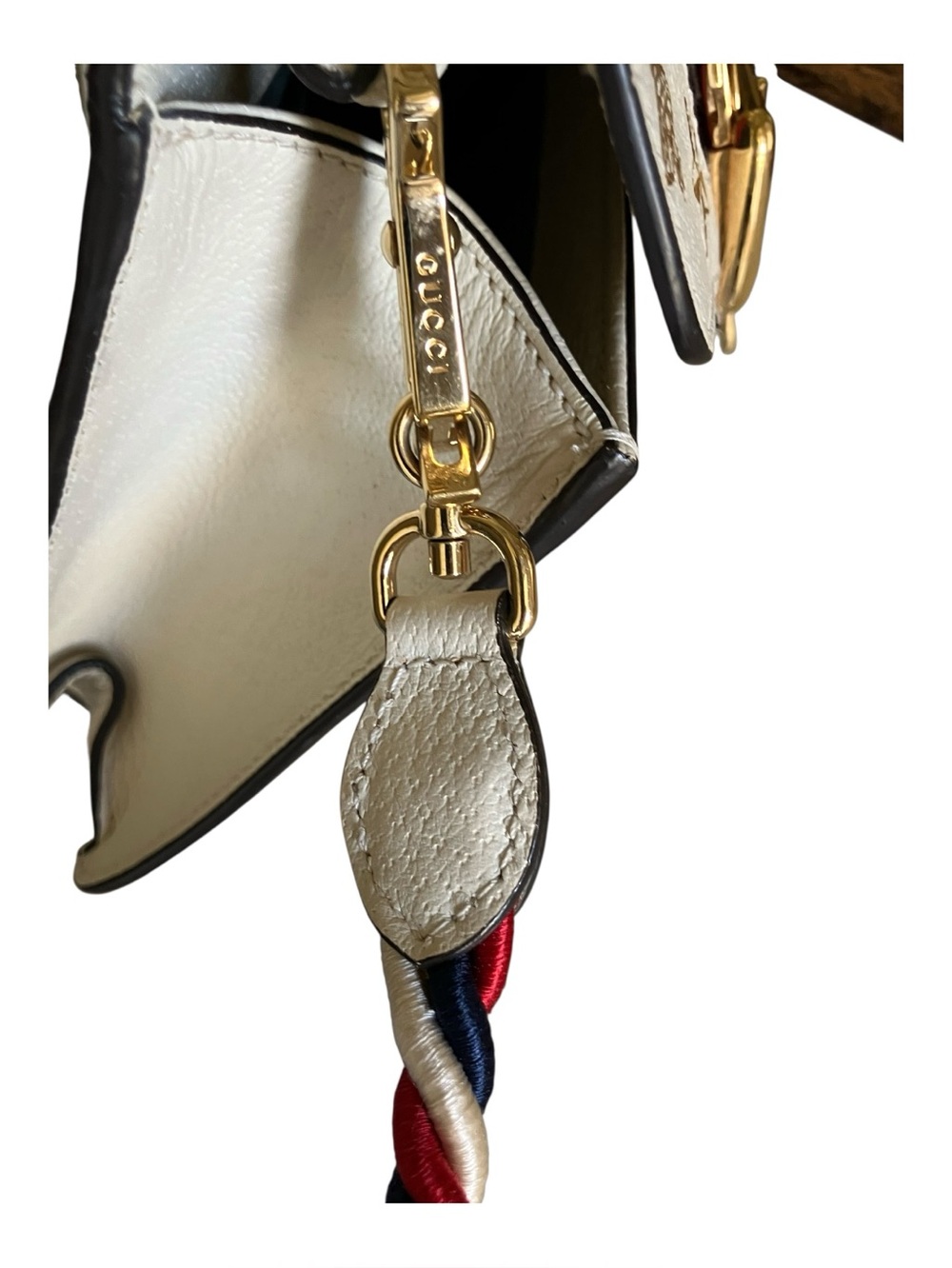 Gucci Cream Leather Top Handle Satchel/Crossbody with Gold Bee & Star Accents- - Picture 7 of 10